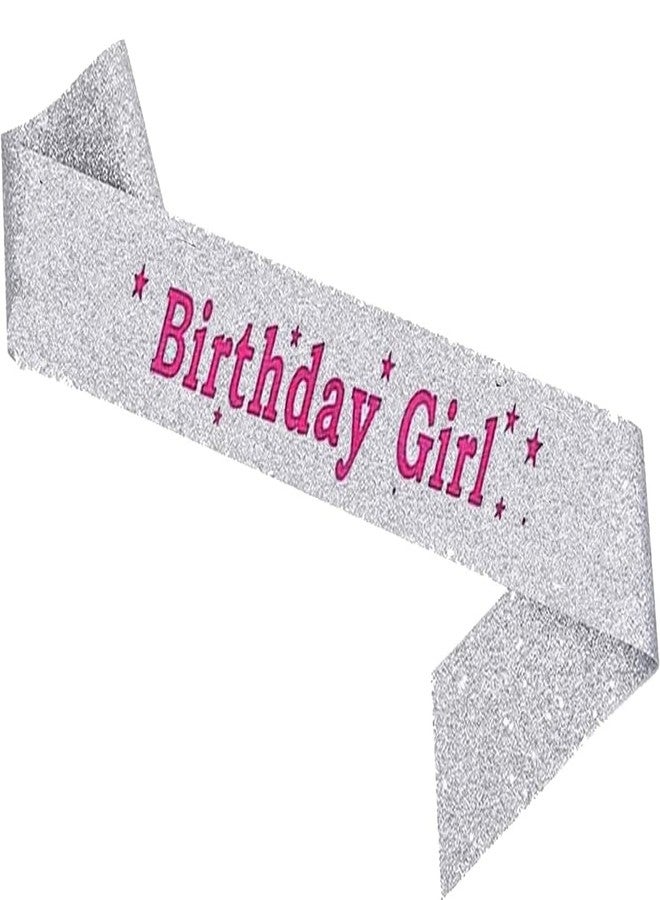 Fun Affairs Birthday Girl Sash Silver Glitter with Pink Lettering for 13th, 18th, 21st Decoration Sash for Girls Birthday Party - Image 3